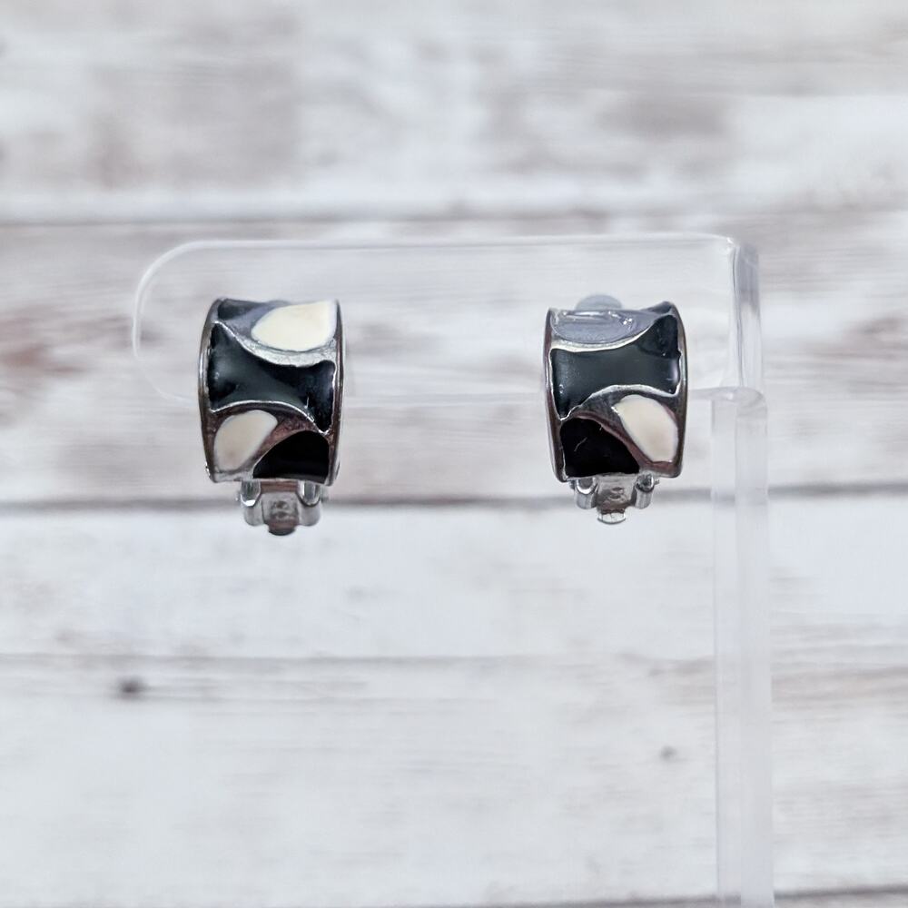 Vintage Clip On Earrings Half Hoops - Condition Issues